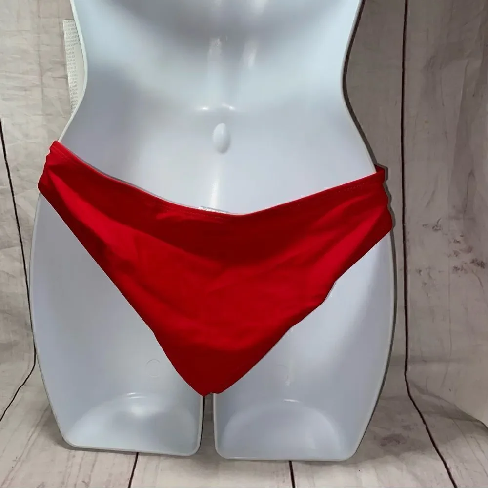 NEW! BOOHOO KOS DEEP PLUNGE SWIMSUIT RED SIZE 6
